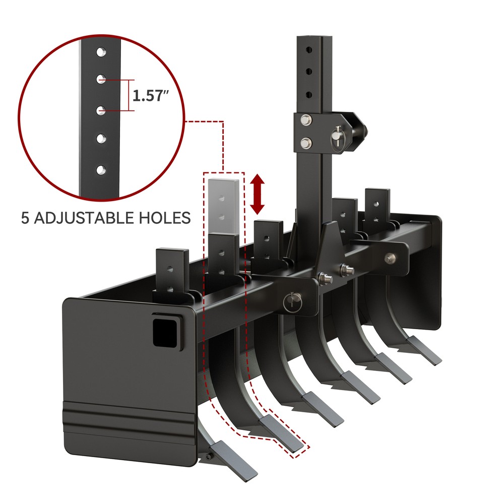 Box Blade Tractor Attachment 55″ Width W/6 Scarifier Shank for Cat 0 & Cat 1