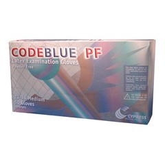 CODEBLUE PF Latex Exam Glove Extended Cuff Length MEDIUM 23-34 50 per Box