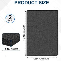 2 PCS Polyurethane Foam Sheets 16″ L x 12″ W x 1″ T Packing Foam Inserts Cutt…