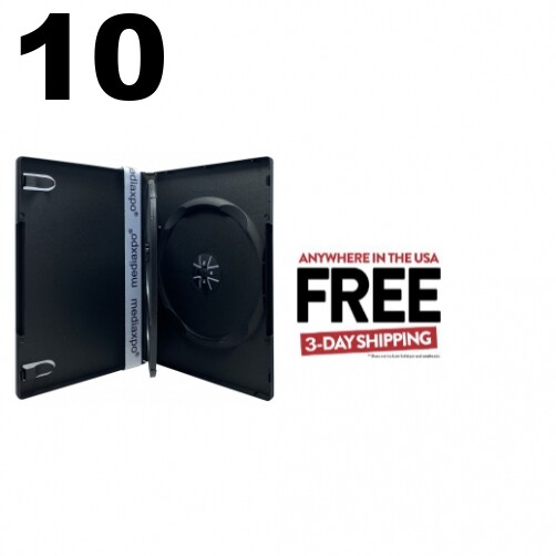 10 STANDARD Black Triple 3 Disc DVD Cases **1-3 DAYS