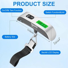 QIHATR Luggage Scale, 110lb Portable Luggage Weight Scale for Travel with Back