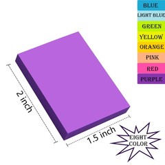 (24 Pads) Sticky Notes 1.5×2 inch, Blue,green,orange,pink,purple,red,yellow