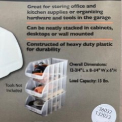 12- Store House Large Clear Stacking Bins 12-3/4″ L x 8-1/4″W x 6″H Storage Tool