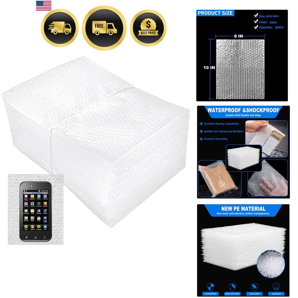 Bubble Pouches Wrap Bag 8 Inch x 10 Inch,30 Pcs Double Wall Thickening Shockp…