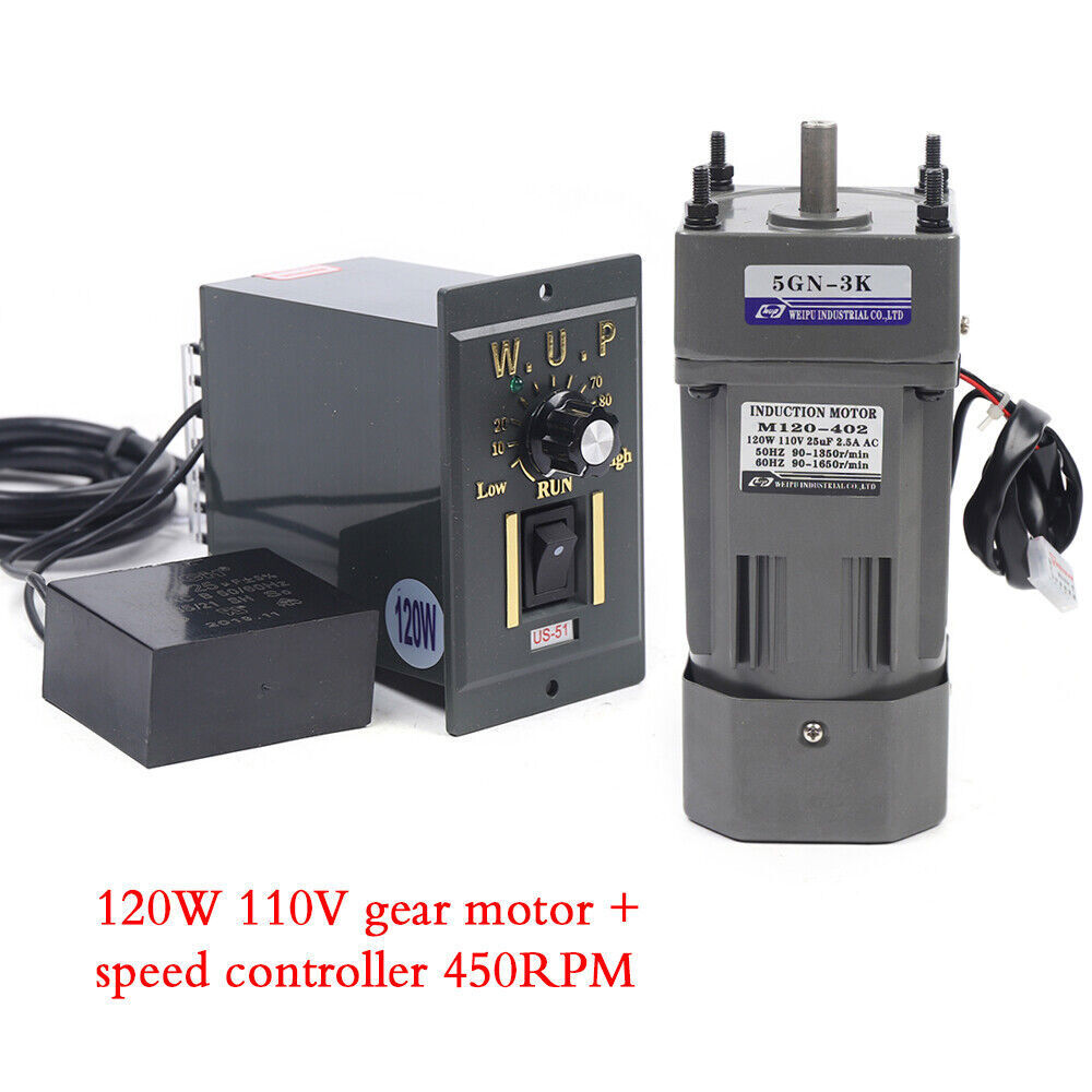 1:3(3K) 0-450 RPM 110 V AC Gear Motor +Speed Controller +Reducer