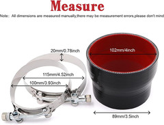 Straight Reducer Coupler Silicone Hose ID 3.5Inch to 4Inch 4-Ply with Stainless