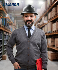 LANON Full Brim Hard Hat, OSHA Construction Work Approved, Premium Charcoal Gray