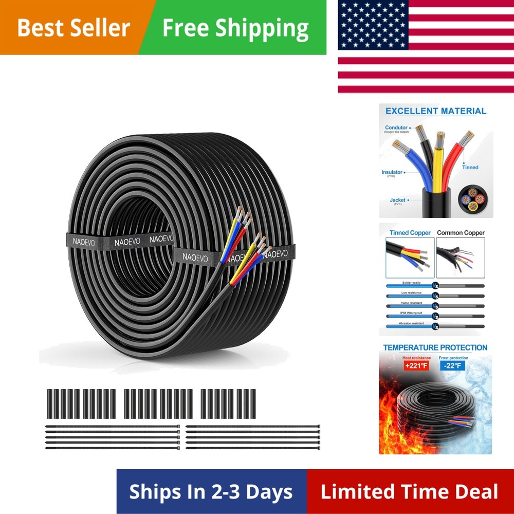 18 Gauge Wire 4 Conductor Wire, 18 AWG 4 Core Stranded PVC Cable, Tinned Copp…
