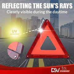 DSV Standard Emergency Triangles, Warning Triangles for Vehicles, Reflective Tri