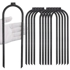 Heavy Duty U-Shaped Rebar Stakes 10″x3″ – Ground Anchor for Trampoline, Garden,