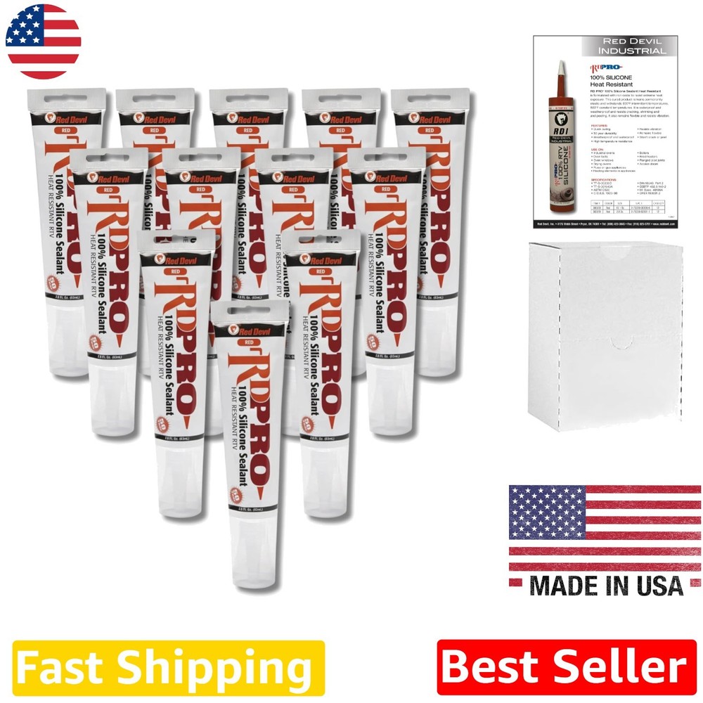 RD PRO Red RTV Silicone Sealant 12pk 2.8oz Industrial Heatproof Waterproof