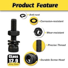 Metric Socket Head Cap Screw Assortment Kit 1830 pcs Black Zinc Plated