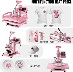 5 in 1 Heat Press Machine Digital Transfer Sublimation T-Shirt /Mug/Plate Hat