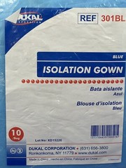 Dukal 301BL Isolation Gowns Universal Blue 10 Count Bag