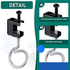 100 Set of 1/4″-20 Spring Steel Beam Clamps with Bridle Rings for Woodwork