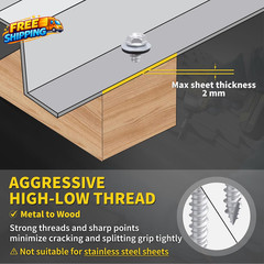 Metal Roofing Screws #10 X 1-1/2 300 PCS RUSPERT Hex Head Rubber Washer Sheet