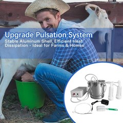 3L Goat Electric Milking Machine with 2 Teat Cups,Steel Buckets for Goats