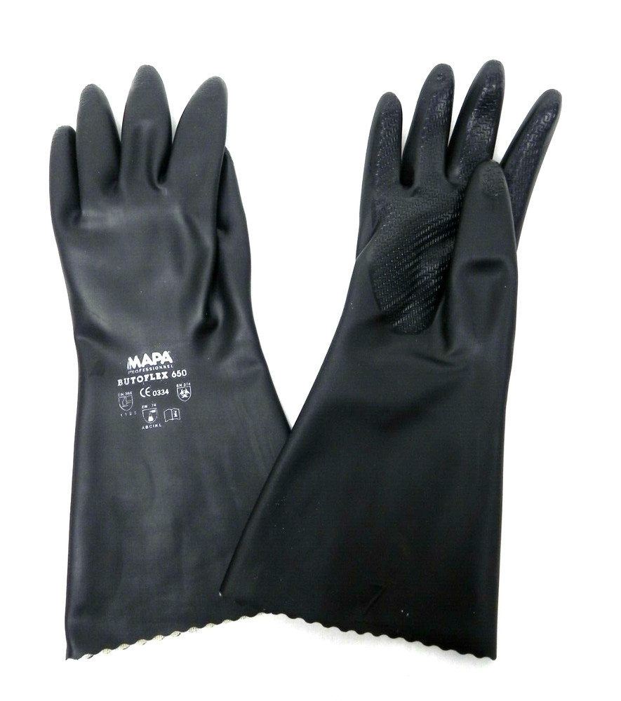 MAPA 650 BUTOFLEX Chemical Resistant Waterproof Gloves, Size 7, Flexible (HR)