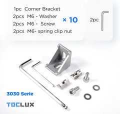 10 Sets Silver 3030 Aluminum Extrusion Corner Bracket Kit – 10pcs Corner Brac…