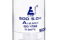 Eisco Labs 500ml Graduated Cylinder, Class A – Blue Graduations, Round Base