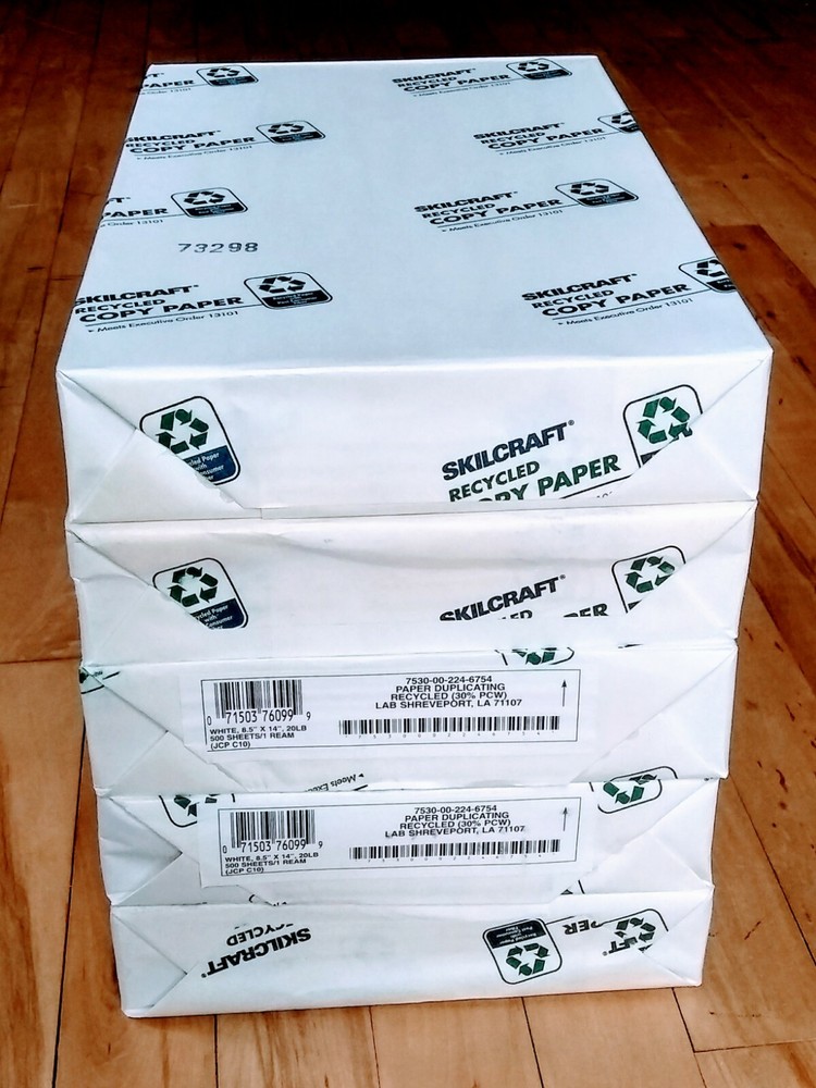 (5 Reams)SKILCRAFT 8-1/2″x 14″ White Copying Paper/ Long grain/ 20# 2500 Sheets