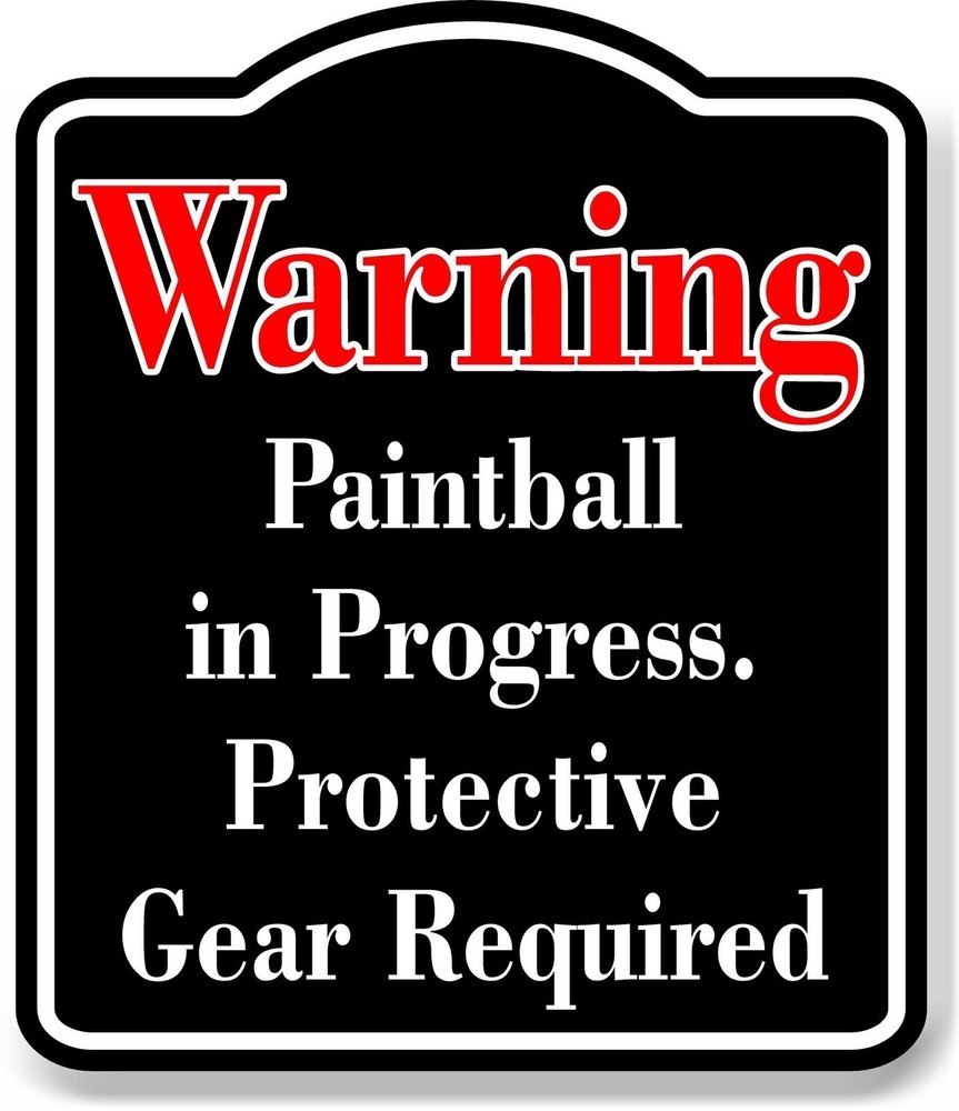 Warning Paintball Protective Gear Required Red BLACK Aluminum Composite Sign
