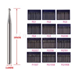 10-100 Uso Dental Acero de Tungsteno FG Fresas Carburo para Alta Velocidad Pieza