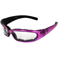 Birdz Eyewear Chill Foam Padded Motorcycle Sunglasses Pink Frame + Clear Lens