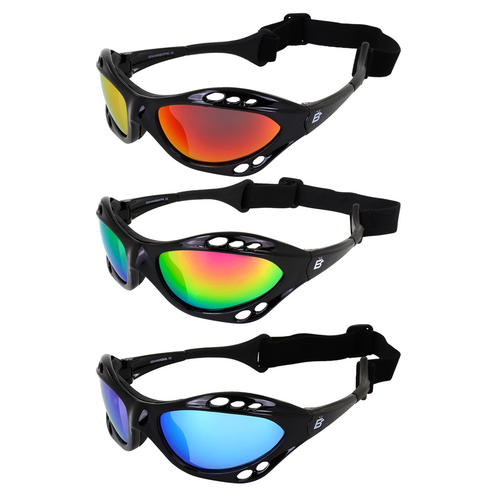 3 Pairs Birdz Seahawk Polarized Sunglasses Black w/ Red Pink Green Mirror Lens