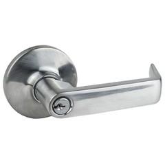 Brushed Chrome Commercial Storeroom Lever Trim With Lock For Panic Exit Device