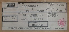 4000uf 16v Radial Electrolytic Capacitor Nippon Chemi-Con 16038082A