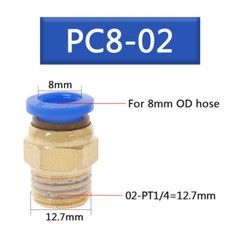 10 Male Straight Connector Tube OD 5/16″ (8mm) X NPT 1/4 PU Air Push In Fitting