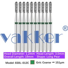 10pc Diamond Burs Shape Barrel Wheel Pear Fine Medium Coarse