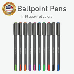 Pentonic Premium Ball Point Pen 1.0 Mm Medium Point, 10-Count, Assorted Colors |