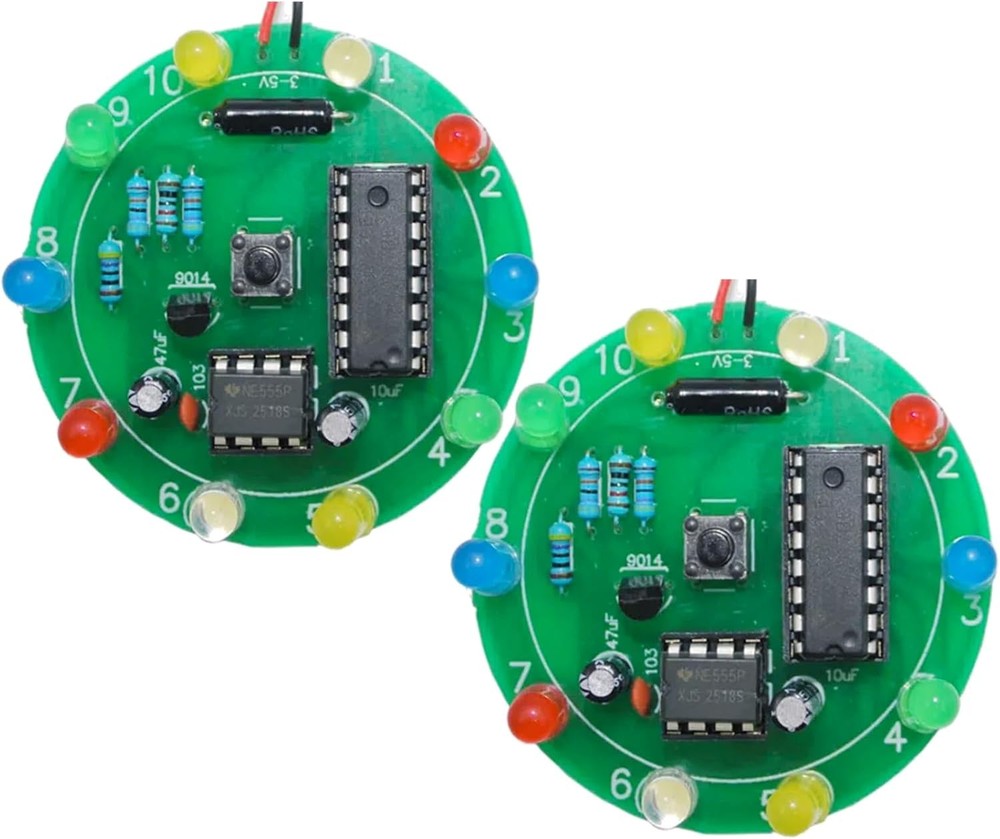 2PCS Soldering Practice Kit CD4017 NE555 DIY Lucky Wheel LED Light Circuit Board
