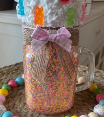 Farmhouse Candy Bear Ice Cream Confetti Sundae. Faux Pint Size Dessert Decor.