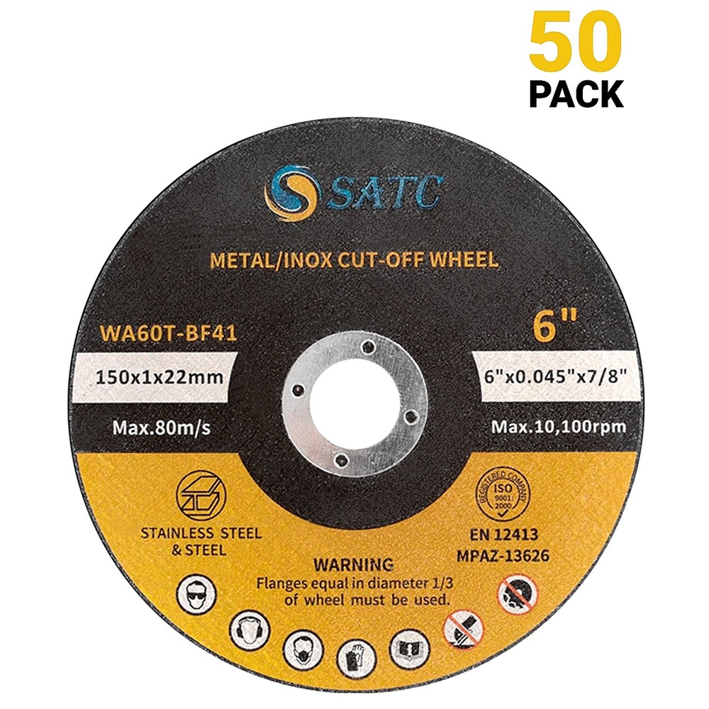 50 Pack 6″ x .045″ x 7/8″ Cut-Off Wheels Cutting Discs Stainless Steel & Metal