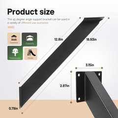 8 Pcs Heavy Duty 45 Degree Angle Support Bracket Pergola Kit for 4”x4” Wood