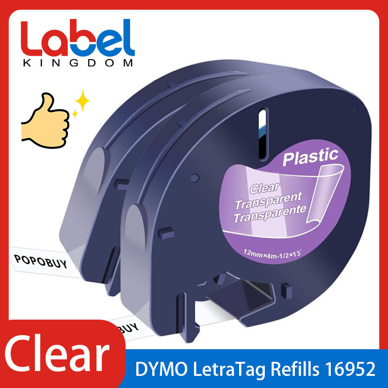 2PK For DYMO LetraTag Plus LT-100H QX50 16952 Plastic Refills Clear Tape Label