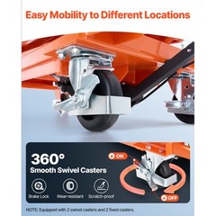 47.2″ Hydraulic Lift Table Manual Double Scissor Lift Cart 500 lbs Non-slip Pad