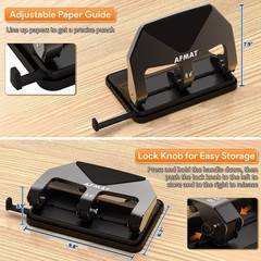 Heavy Duty 3 Hole Punch – 50 Sheet Capacity, Reduced Effort, Adjustable Guide, L
