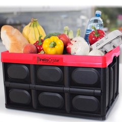Greenmade InstaCrate 12 gal Black/Red Folding Crate Stackable (4-pack)