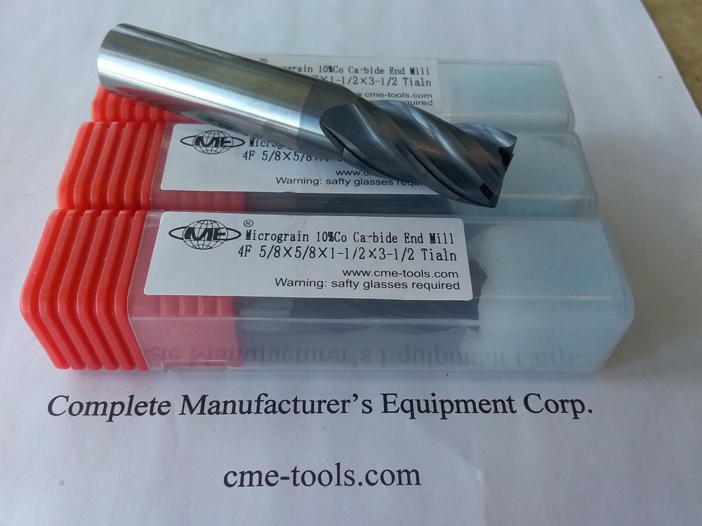 3pcs 5/8″ Tialn coated solid Carbide End Mills 4 Flt general machining #GM1006