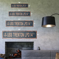 USS TRENTON LPD 14 Vintage Street Sign us navy ship veteran sailor rustic gift
