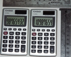 2 x Casio HS-8VA Handheld Solar/battery Powered pocket Calculator 8-Digit LCD