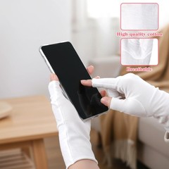 6 Pairs Eczema Gloves White Fingerless Gloves Cotton Glove for Dry Hands Slee…