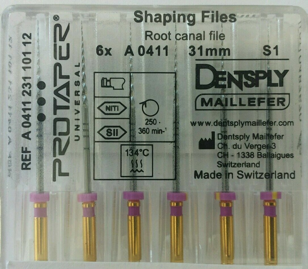 Dentsply Rotary ProTaper Universal Engine NiTi File 31mm S1,S2,F1-F5 6File/pk