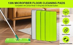 Microfiber Mop Pads for Libman Rinse ‘n Wring Mop and Buet System, 13in