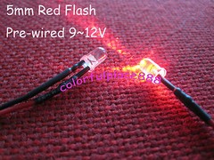 5mm Flash Flashing Red Yellow Blue Green White Orange Pre-wired LED 12V Leds New