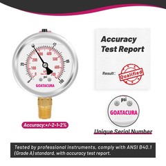 GOATACURA 0-100psi/kpa Lead-Free Glycerin Filled Pressure Gauge,